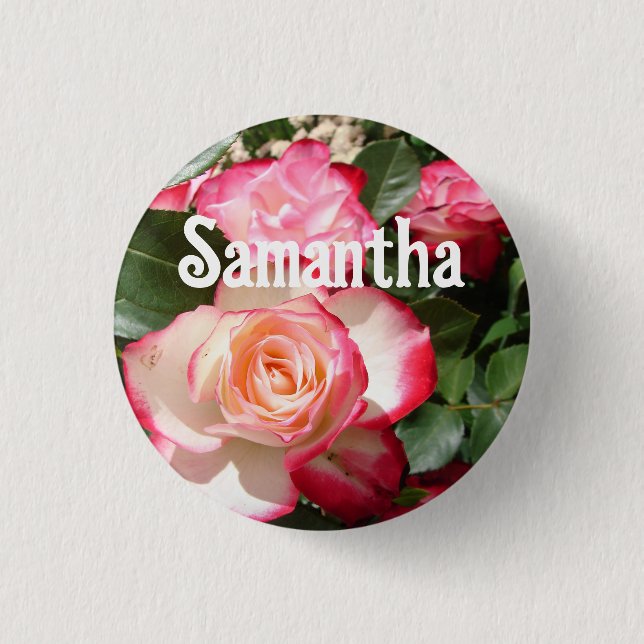 Red Rose Roses floral Photo Womens Birthday Party 3 Cm Round Badge (Front)