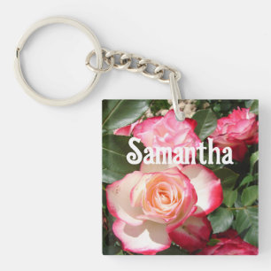 Red Rose Roses floral Photo Womens Birthday Party Key Ring