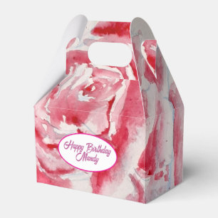 Red Rose Roses Flower Pattern Paper Party Plate Favour Box