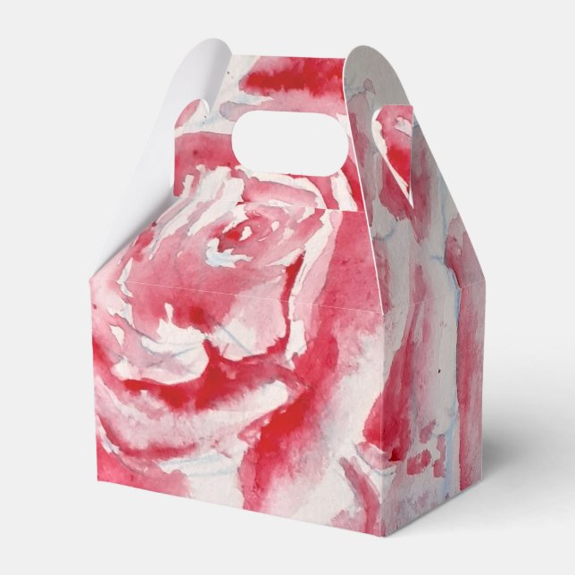 Red Rose Roses Flower Pattern Paper Party Plate Favour Box (Front Side)