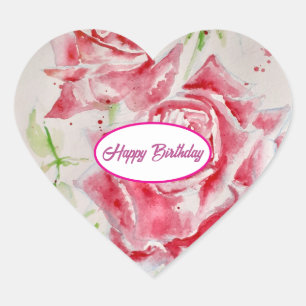 Red Rose Roses Flower Pattern Paper Party Plate Heart Sticker