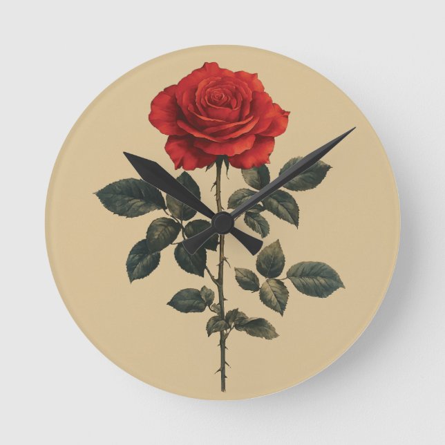 Red Rose Round Clock (Front)