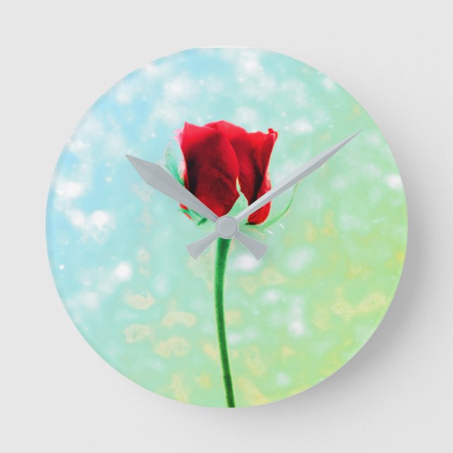 Red Rose Round Clock (Front)