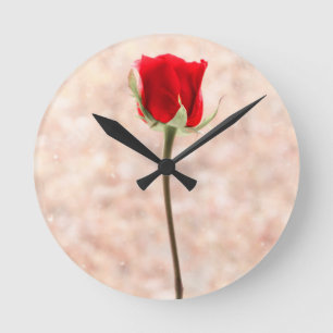 Red Rose Round Clock