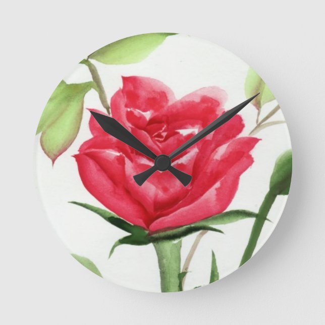 Red Rose Round Clock (Front)