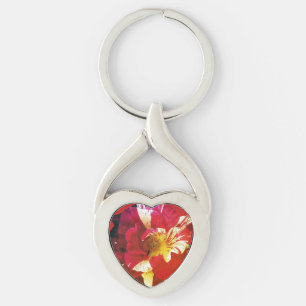 Red Rose Round Cushion Key Ring