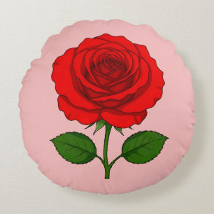 Red Rose Round Pillow