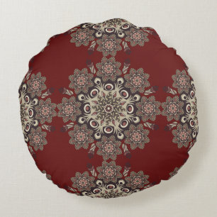 Red/Rose Round Reversible Mandala Pillow
