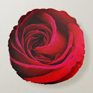 Red Rose Round Throw Pillow