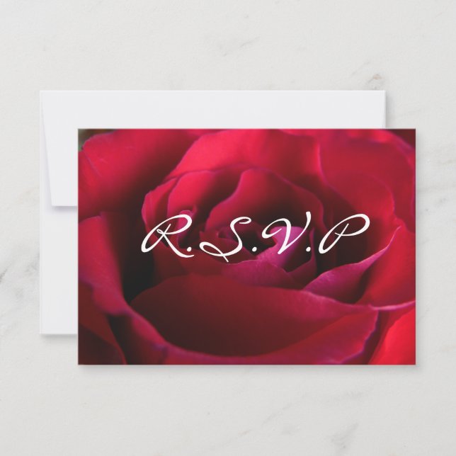 Red Rose RSVP Personalised Rose Cards (Front)