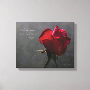 Red Rose, Rumi quote, 14" x 11" - SMALL Canvas Print