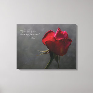 Red Rose, Rumi quote, 24" x 18" - MEDIUM Canvas Print