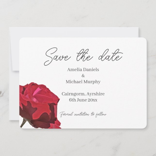 Red Rose Save The Date (Front)