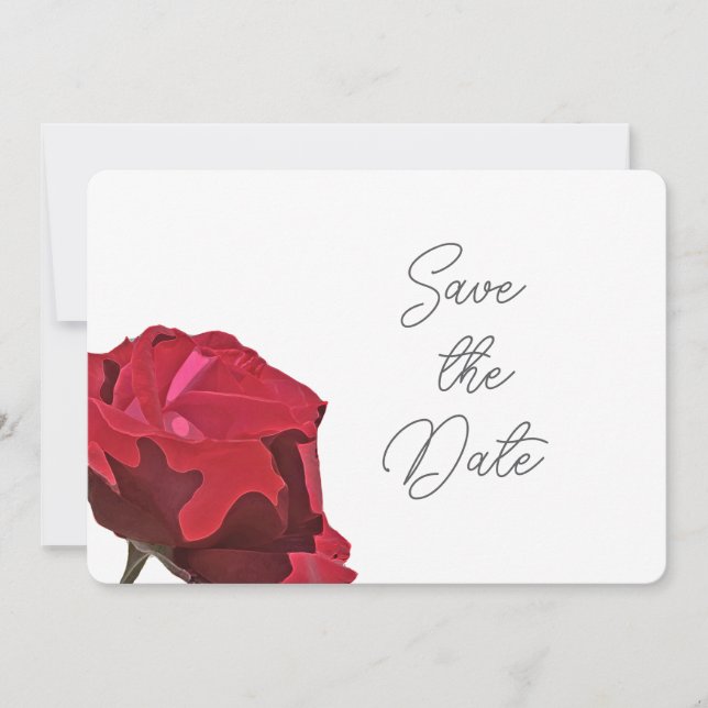 Red Rose Save the date Card (Front)
