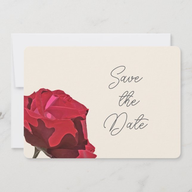Red Rose Save the date Card (Front)