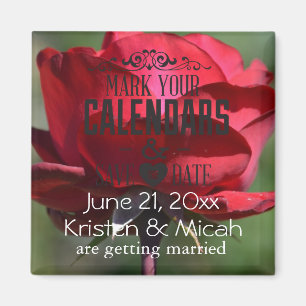 Red Rose Save the Date Magnet