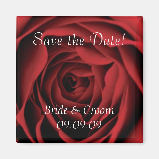 Red Rose Save the Date Magnet (Front)