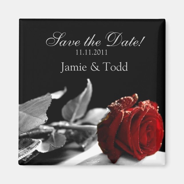 Red Rose Save the Date Magnet (Front)