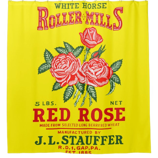 RED ROSE SHOWER CURTAIN (Front)