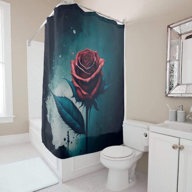 red rose shower curtain (In Situ)