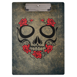 Red Rose Skull Clipboard