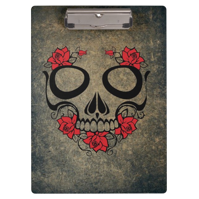 Red Rose Skull Clipboard (Front)