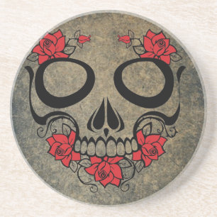 Red Rose Skull Coaster