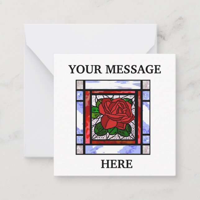 Red Rose Stained Glass Art Deco Personalised  Card (Front)