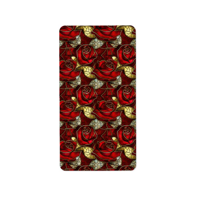 Red Rose Stained Glass Pattern Label (Front)