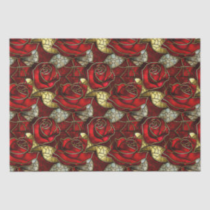 Red Rose Stained Glass Pattern Tissue Paper