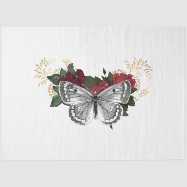 Red Rose Steampunk Series Design 4 Tissue Paper (Front)