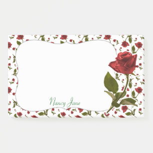 Red Rose & Stem Floral Photography Pattern Post-it Notes