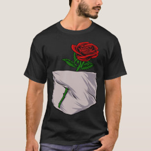 Red Rose Stylish Cute Pocket  For Men and Women T-Shirt