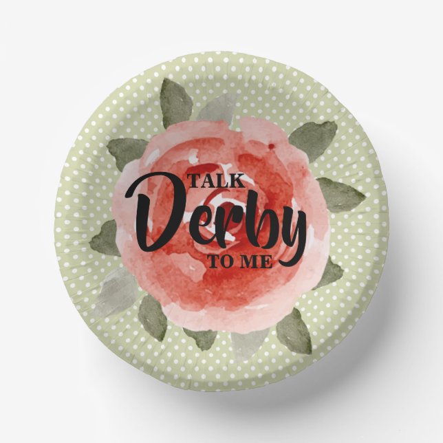 Red Rose Talk Derby to Me Paper Plate (Front)