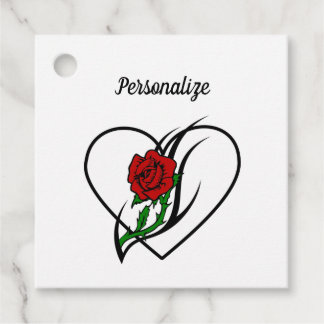 Red Rose Tattoo Favour Tags