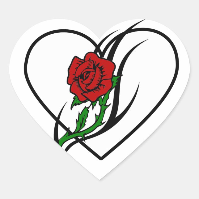 Red Rose Tattoo Heart Sticker (Front)