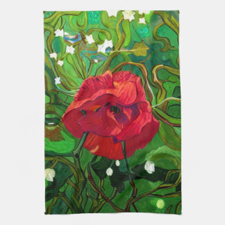 RED ROSE  TEA TOWEL