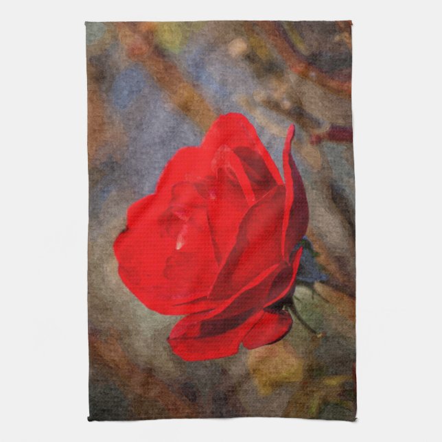 Red Rose Tea Towel (Vertical)