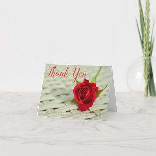 Red Rose Thank You Card Blank Inside