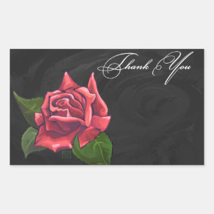 Red Rose Thank You Rectangular Sticker