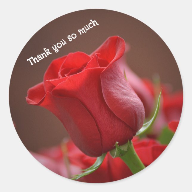 Red rose thank you sticker (Front)