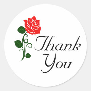 Red Rose Thank You Sticker