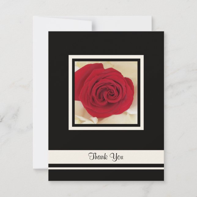 Red Rose Thank You Wedding Invitation Card (Front)