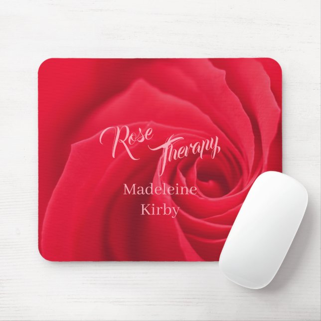 Red Rose Therapy Opaque Personalised Mouse Mat (With Mouse)
