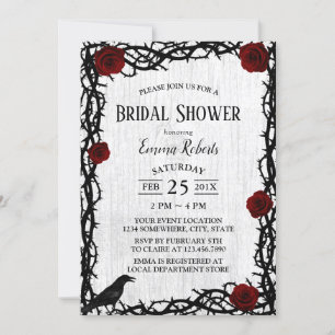 Red Rose & Thorn Rustic Fairytale Bridal Shower Invitation