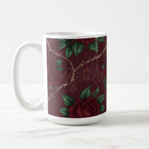 Red Rose Thorn Wreath Pattern Coffee Mug
