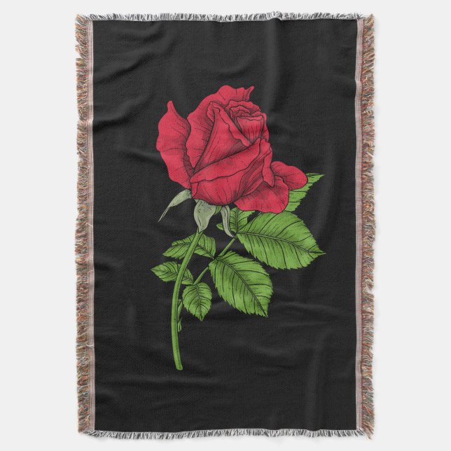Red rose throw blanket (Front Vertical)