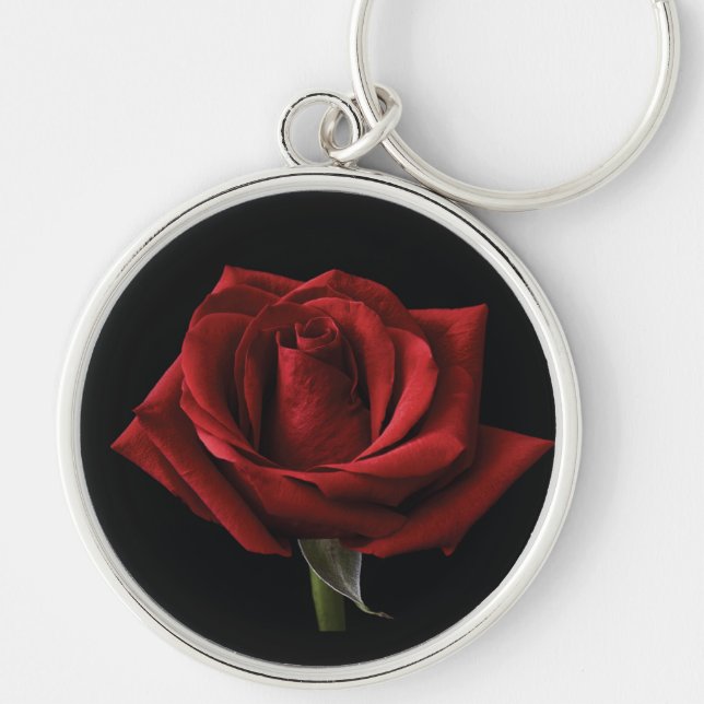Red rose throw pillow key ring (Front)