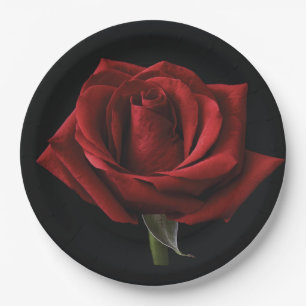Red rose throw pillow paper plate