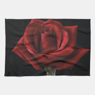 Red rose throw pillow tea towel